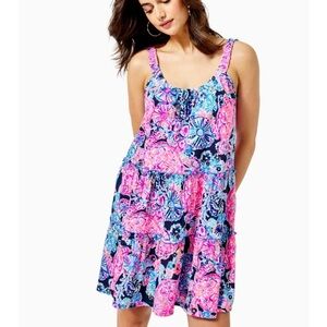 Lilly Pulitzer Loro Swing Dress SZ S High Tide Navy Turtle Amazement